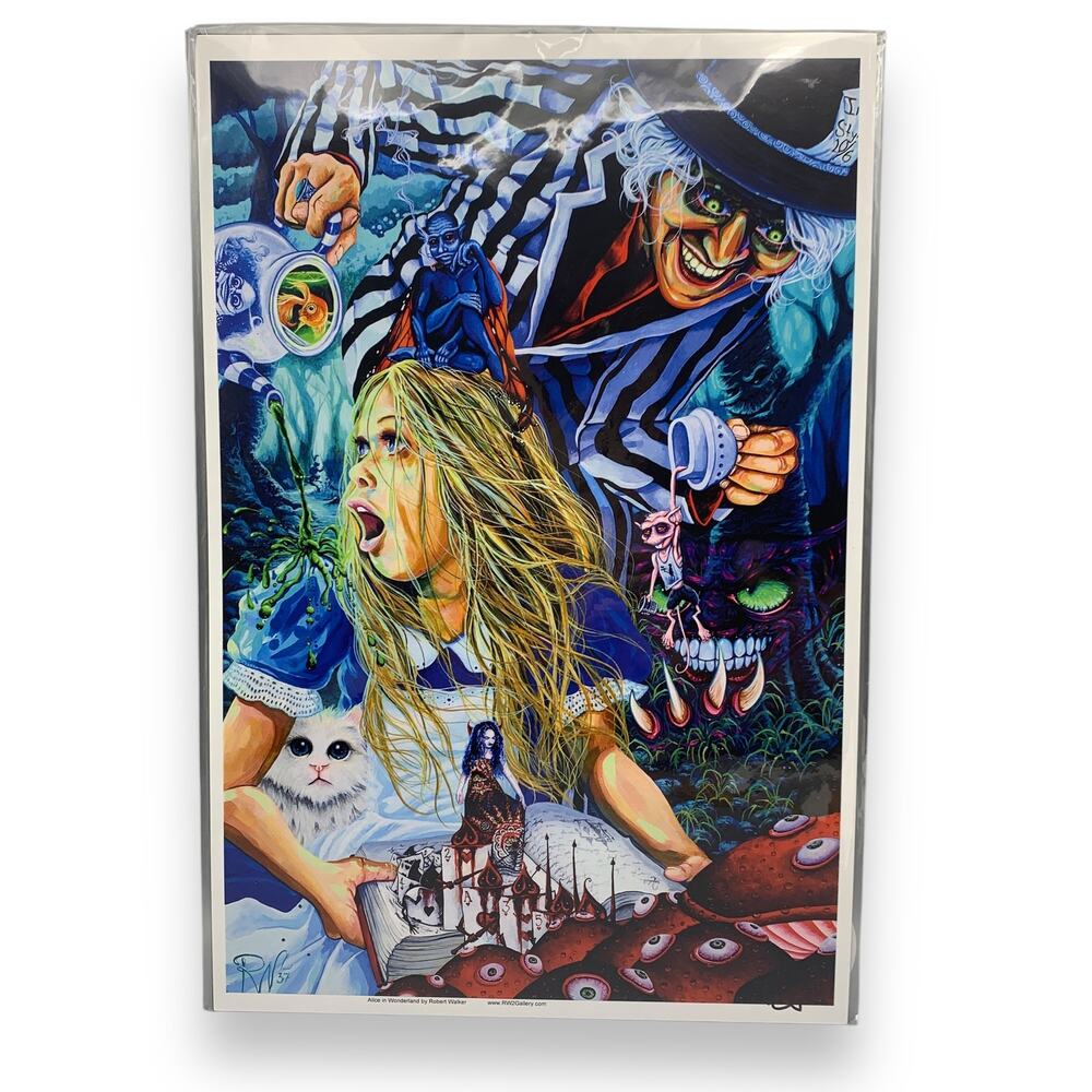 RW2 Alice In Wonderland Print by Robert Walker Signed 18 X12 Limited Edition